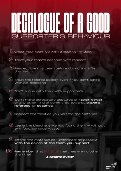 MADCUP FAN 2025. DECÁLOGO DE CONDUCTA DE UNA BUENA AFICIÓN