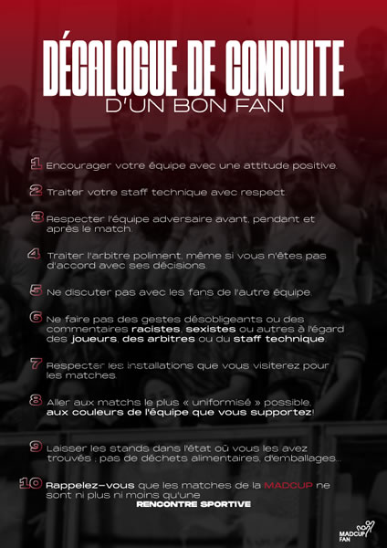 MADCUP FAN 2025. DECÁLOGO DE CONDUCTA DE UNA BUENA AFICIÓN